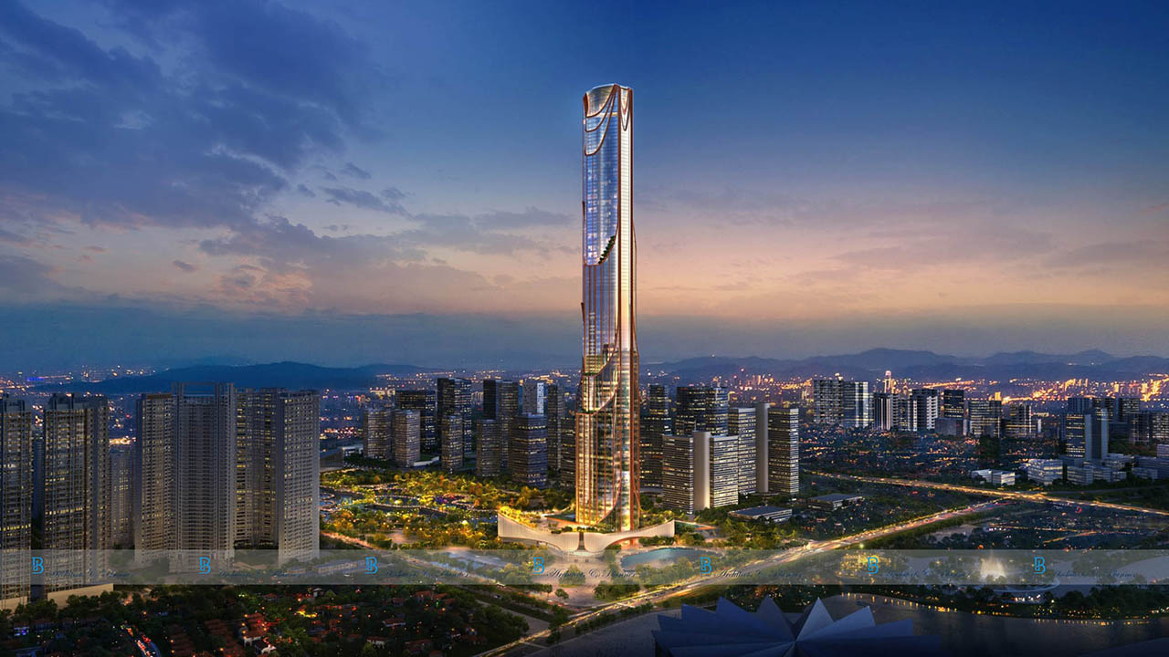 Phối cảnh ban đêm Finance Tower 108 tầng Hà Nội