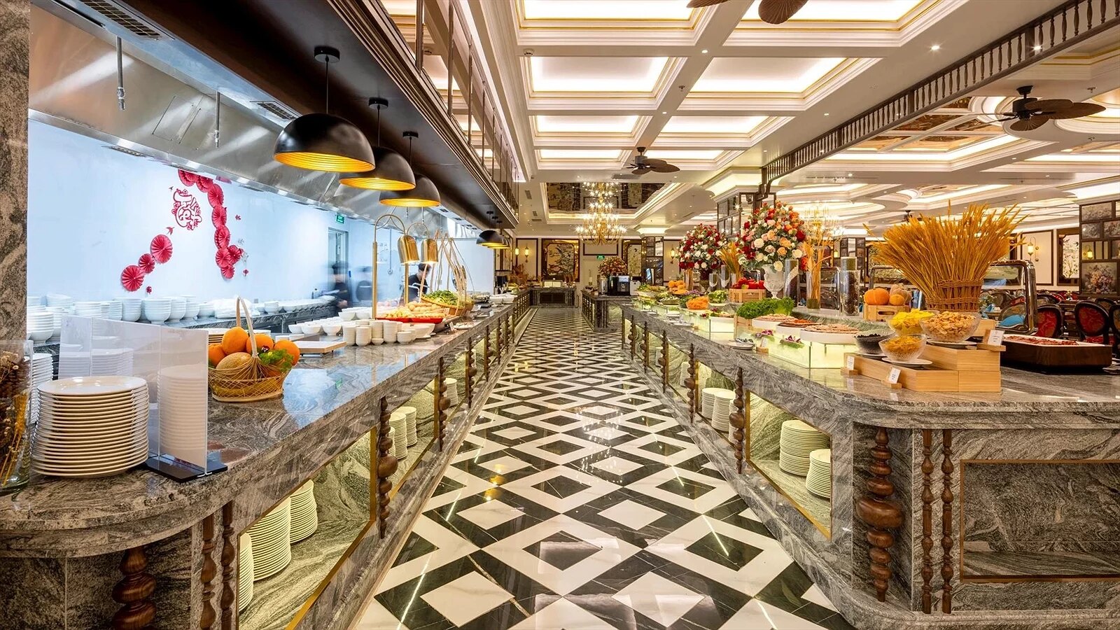 Nhà hàng trong thiết kế khách sạn 5 sao Đà Lạt – khu buffet vận hành tại Imperial Đà Lạt